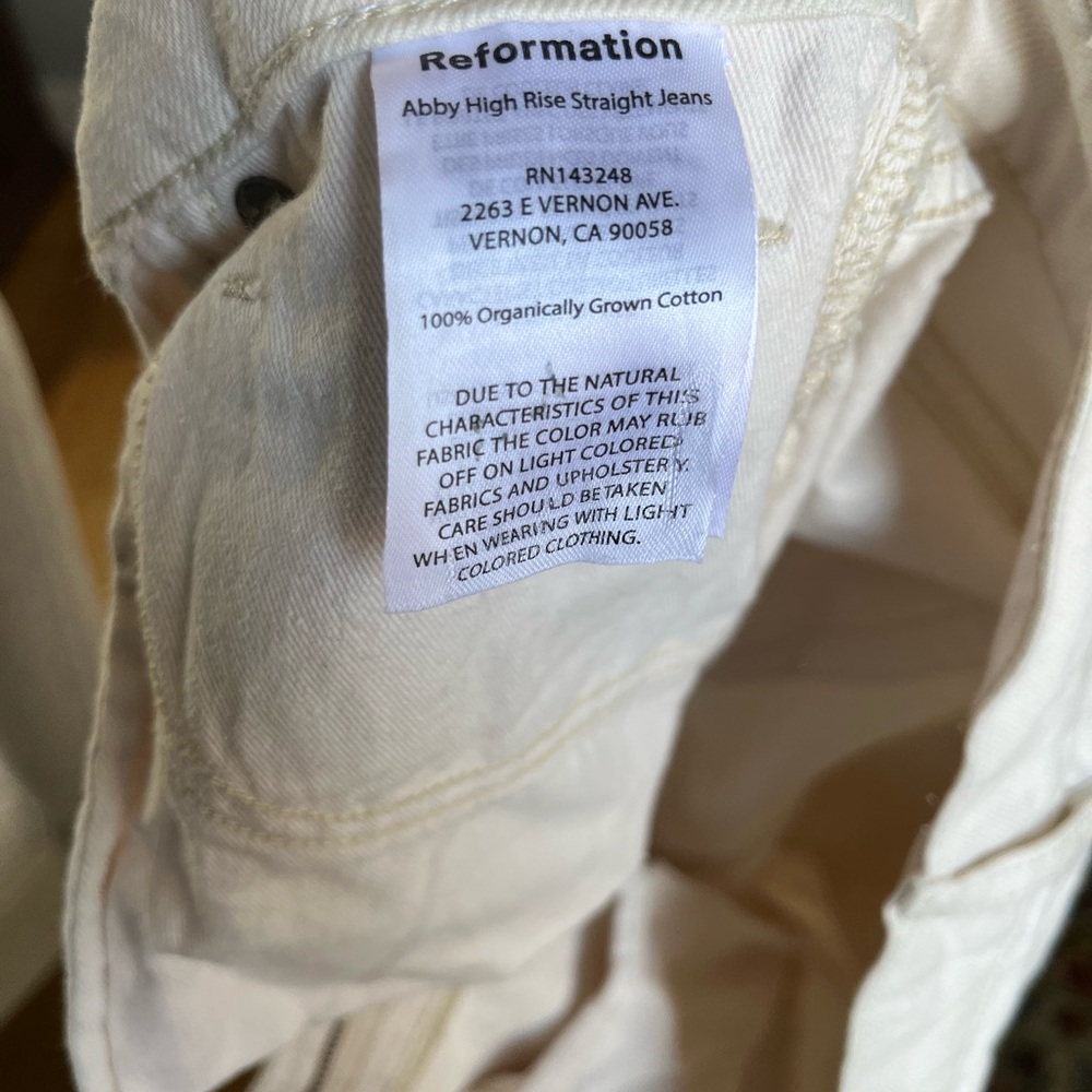 Reformation Abby High Rise Straight Jeans - Cream - Picture 3 of 6